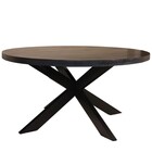 Eettafel rond mangohout 150cm Jones walnoot bruin ronde industriële tafel duurzaam mango eetkamertafel