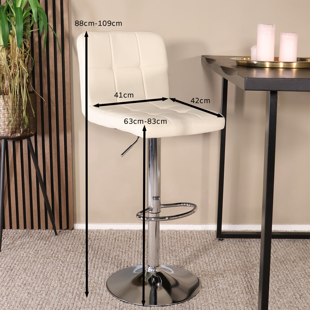 Barkruk Anel met rugleuning: beige leder barstoel