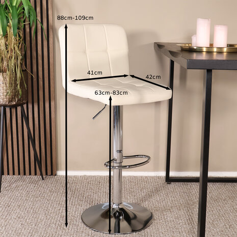 Lizzely Garden & Living Barkruk Anel met rugleuning: beige leder barstoel