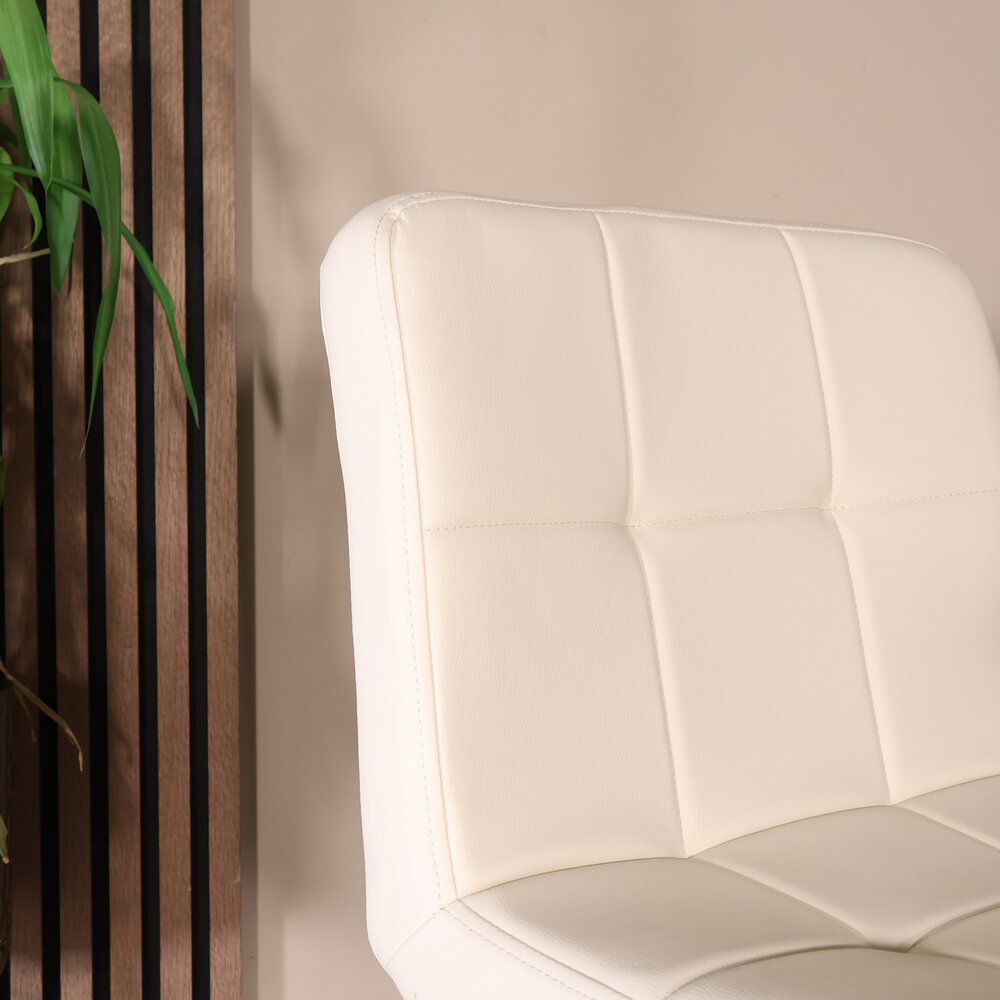 Barkruk Anel met rugleuning: beige leder barstoel