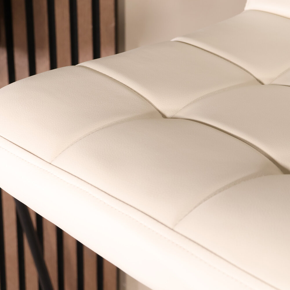 Barkruk Anel met rugleuning: beige leder barstoel