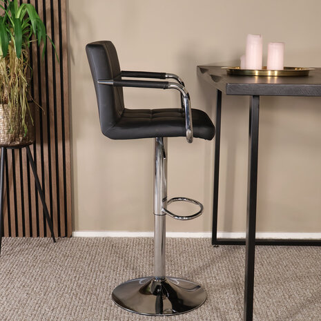 Lizzely Garden & Living Barkruk Anel met armleuning: zwart leder barstoel