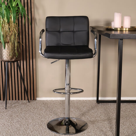 Lizzely Garden & Living Barkruk Anel met armleuning: zwart leder barstoel