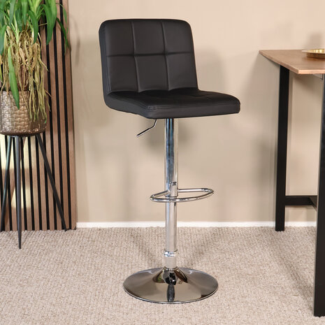 Lizzely Garden & Living Barkruk Anel met rugleuning: zwart leder barstoel