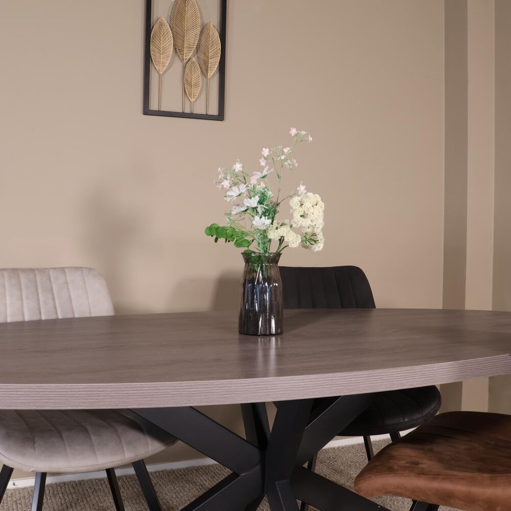 Eettafel ovaal melamine 210cm Tommy grijs ovale tafel