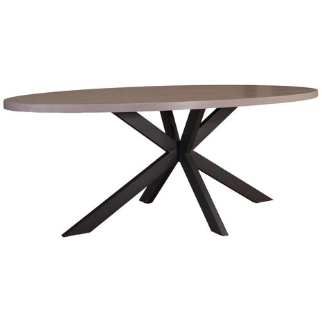 Lizzely Garden & Living Eettafel ovaal melamine 210cm Tommy grijs ovale tafel