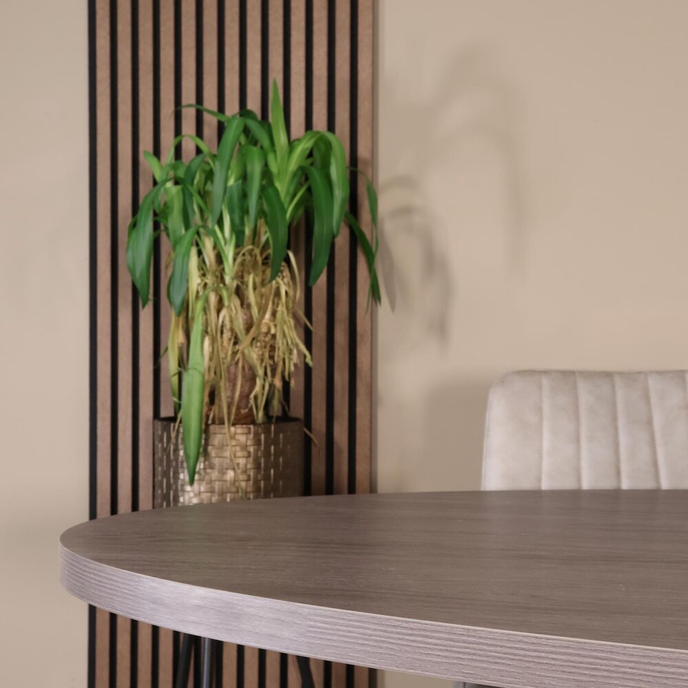 Eettafel ovaal melamine 210cm Tommy grijs ovale tafel