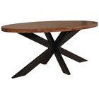 Eettafel ovaal mangohout 160cm James bruin ovale industriële tafel duurzaam mango eetkamertafel