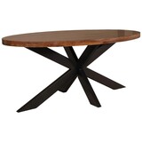 Lizzely Garden & Living Eettafel ovaal mangohout 160cm James bruin ovale industriële tafel duurzaam mango eetkamertafel