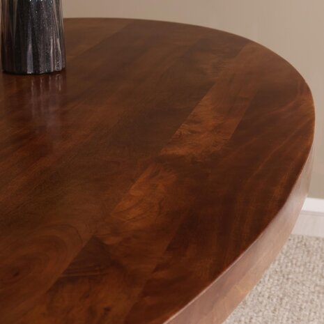 Lizzely Garden & Living Eettafel ovaal mangohout 160cm James bruin ovale industriële tafel duurzaam mango eetkamertafel