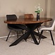 Lizzely Garden & Living Eettafel ovaal mangohout 160cm James bruin ovale industriële tafel duurzaam mango eetkamertafel