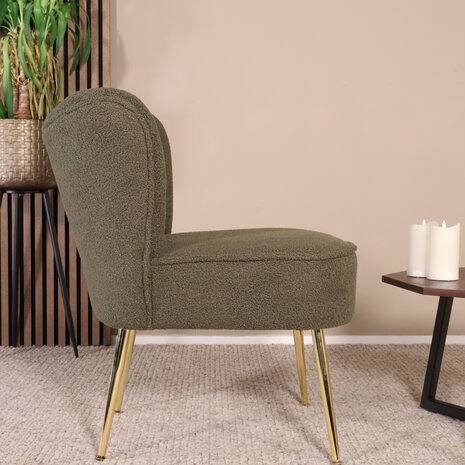 Lizzely Garden & Living Fauteuil zitbank 1 persoons Teddy groen stoel