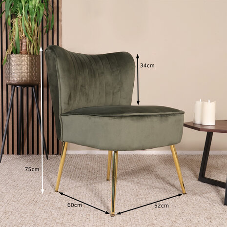 Lizzely Garden & Living Fauteuil zitbank 1 persoons Rilaan velvet donkergroen stoel