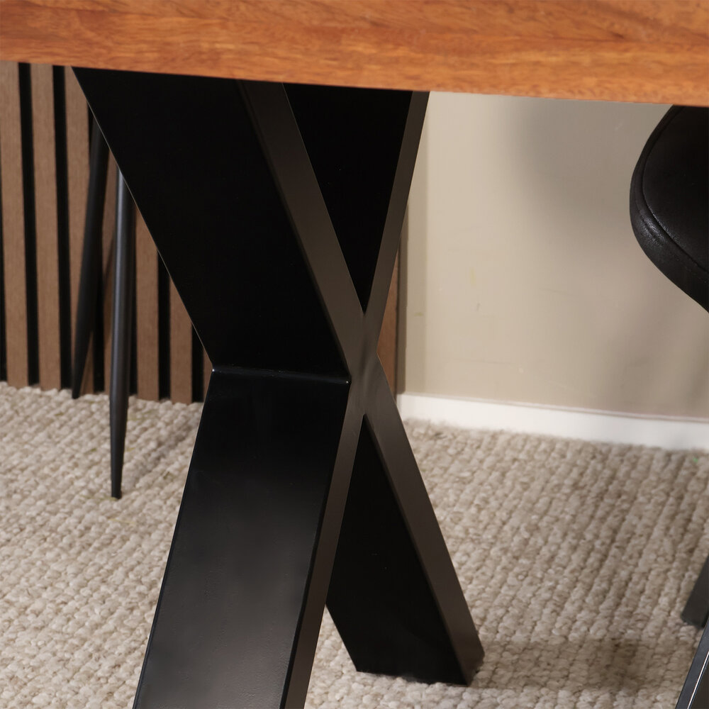 Eettafel X-poot rechthoekig 200cm bruin mangohout