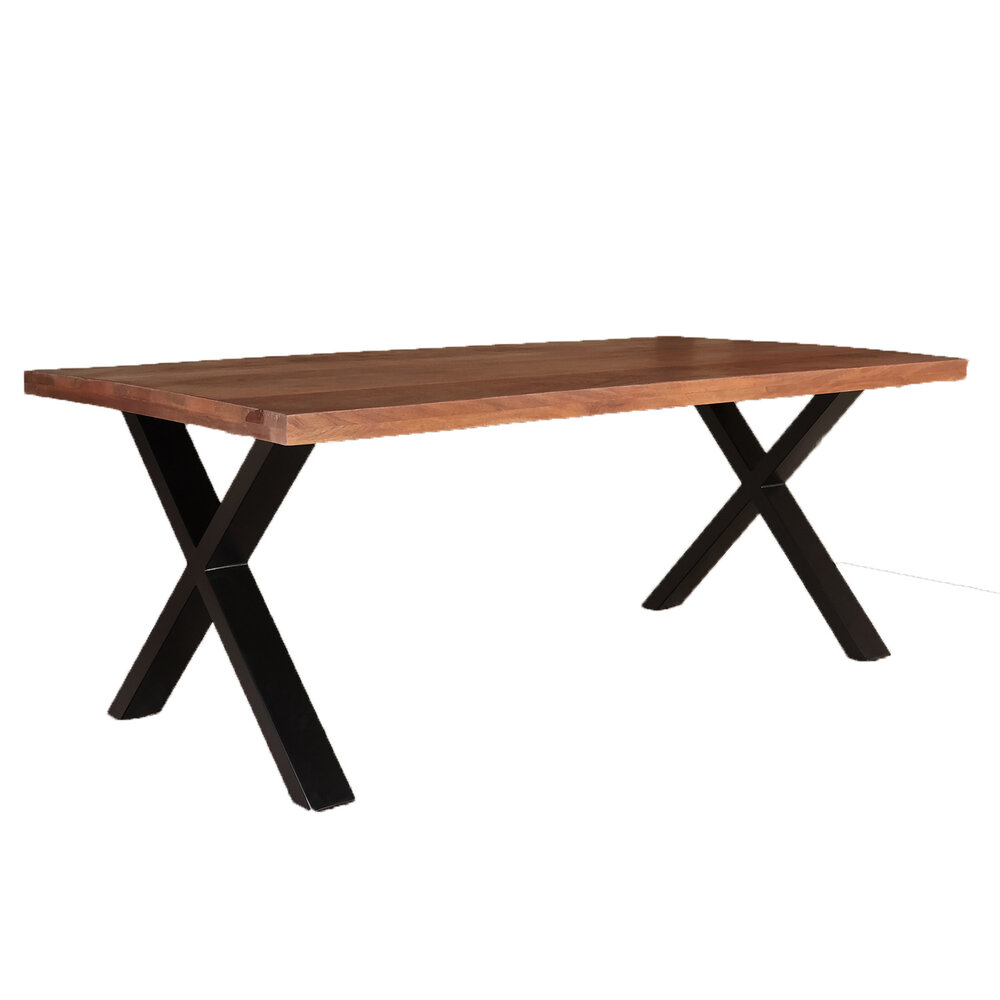 Eettafel X-poot rechthoekig 200cm bruin mangohout
