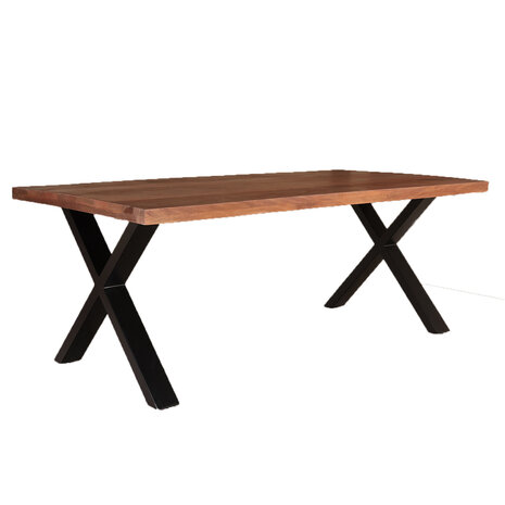 Lizzely Garden & Living Eettafel X-poot rechthoekig 200cm bruin mangohout