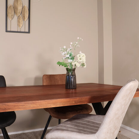 Lizzely Garden & Living Eettafel X-poot rechthoekig 200cm bruin mangohout