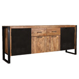 Lizzely Garden & Living Dressoir mangohout Nora bruin zwart industrieel 200cm