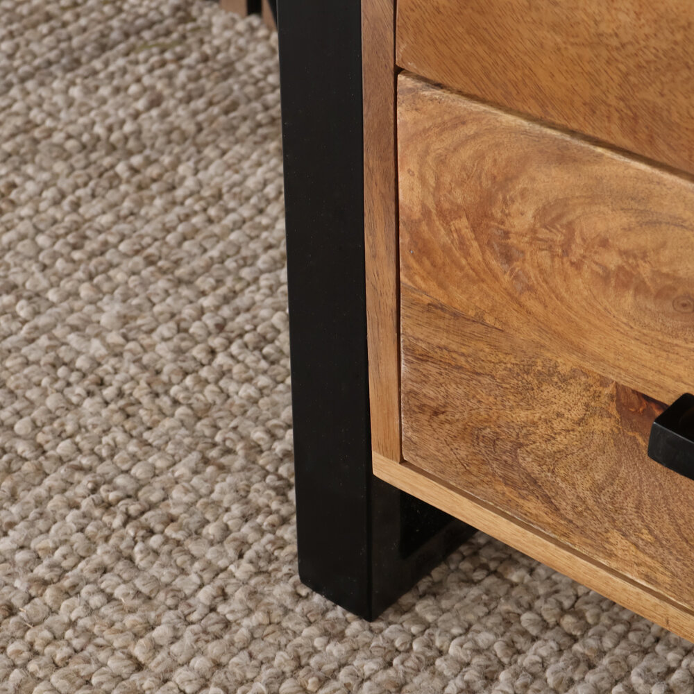 Industriële kast mangohout Dexie 150x100cm bruin en zwart wandkast duurzaam mango