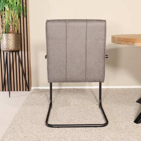 Lizzely Garden & Living Eetkamerstoel met armleuning Indy antraciet microvezel eetstoel