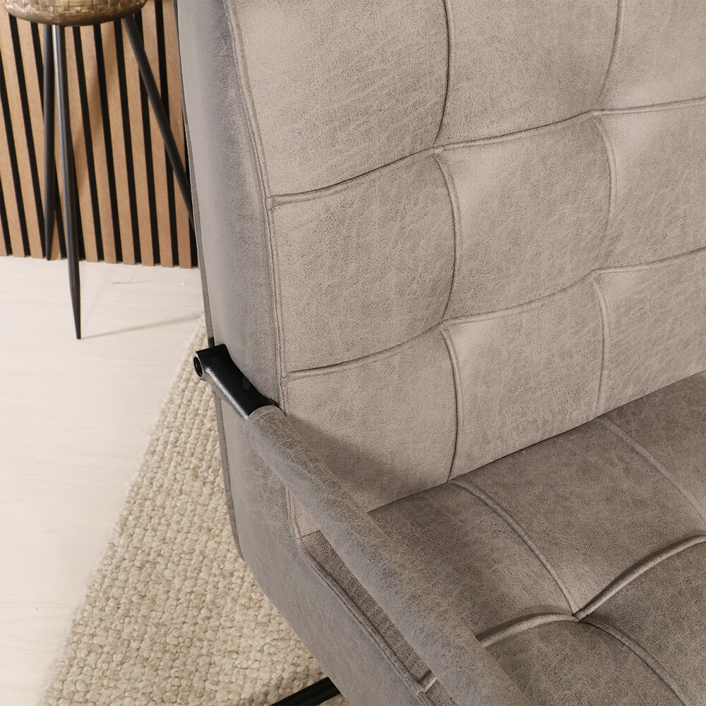 Eetkamerstoel met armleuning Indy antraciet microvezel eetstoel