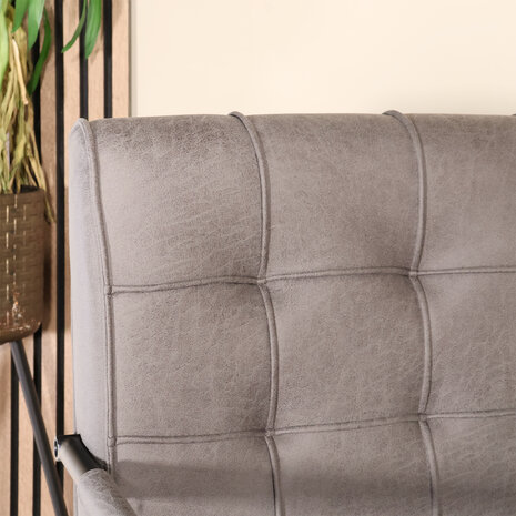 Lizzely Garden & Living Eetkamerstoel met armleuning Indy antraciet microvezel eetstoel