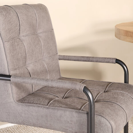 Lizzely Garden & Living Eetkamerstoel met armleuning Indy antraciet microvezel eetstoel