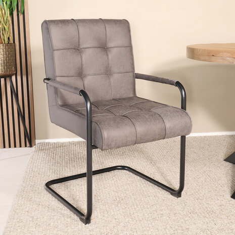 Lizzely Garden & Living Eetkamerstoel met armleuning Indy antraciet microvezel eetstoel