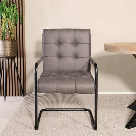 Lizzely Garden & Living Eetkamerstoel met armleuning Indy antraciet microvezel eetstoel