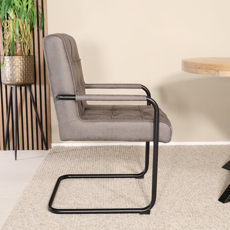 Lizzely Garden & Living Eetkamerstoel met armleuning Indy antraciet microvezel eetstoel