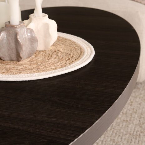 Lizzely Garden & Living Salontafel ovaal melamine donker walnoot Denzel 120cm Lizzely Garden & Living Salontafel ovaal melamine donker walnoot Denzel 120cm