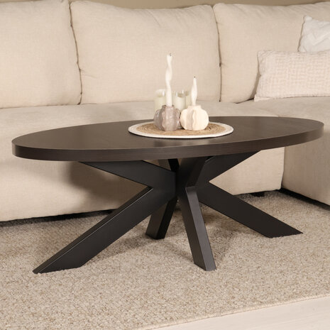 Lizzely Garden & Living Salontafel ovaal melamine donker walnoot Denzel 120cm Lizzely Garden & Living Salontafel ovaal melamine donker walnoot Denzel 120cm