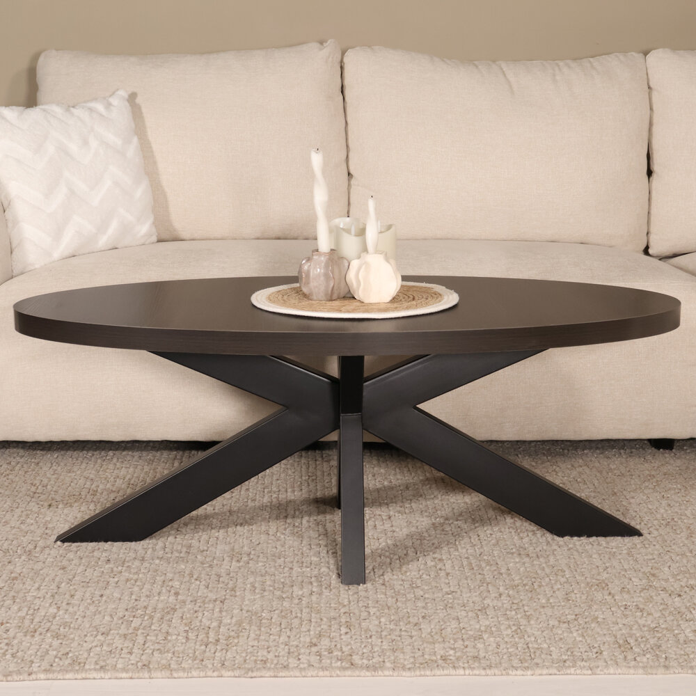 Salontafel ovaal melamine donker walnoot Denzel 120cm Salontafel ovaal melamine donker walnoot Denzel 120cm