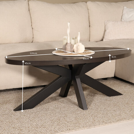 Lizzely Garden & Living Salontafel ovaal melamine donker walnoot Denzel 120cm Lizzely Garden & Living Salontafel ovaal melamine donker walnoot Denzel 120cm