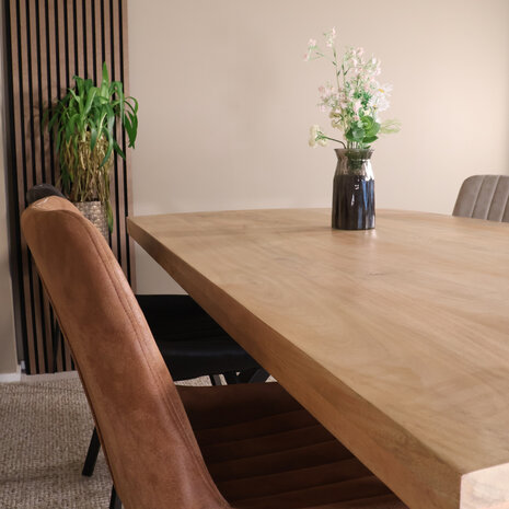 Lizzely Garden & Living Eettafel rechthoekig mangohout Xavier lichtbruin 180cm duurzaam tafel met X-poot mango eetkamertafel rechthoek hout