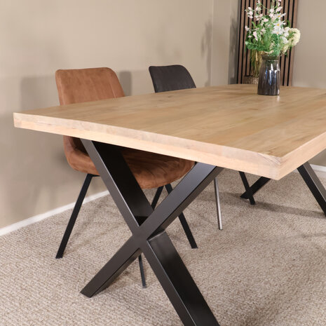 Lizzely Garden & Living Eettafel rechthoekig mangohout Xavier lichtbruin 180cm duurzaam tafel met X-poot mango eetkamertafel rechthoek hout