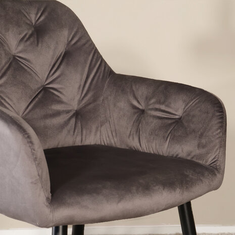 Lizzely Garden & Living Eetkamerstoel met armleuning Paco velvet antraciet eetstoel