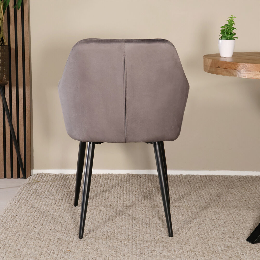 Eetkamerstoel met armleuning Paco velvet antraciet eetstoel