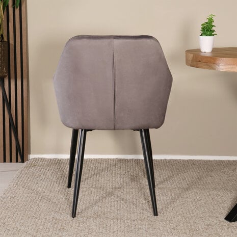 Lizzely Garden & Living Eetkamerstoel met armleuning Paco velvet antraciet eetstoel