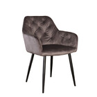 Eetkamerstoel met armleuning Paco velvet antraciet eetstoel