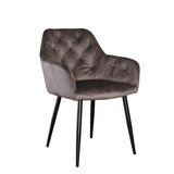 Lizzely Garden & Living Eetkamerstoel met armleuning Paco velvet antraciet eetstoel