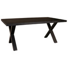 Eettafel rechthoekig mangohout Xavier zwart 180cm duurzaam tafel met X-poot mango eetkamertafel rechthoek hout