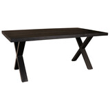Lizzely Garden & Living Eettafel rechthoekig mangohout Xavier zwart 180cm duurzaam tafel met X-poot mango eetkamertafel rechthoek hout