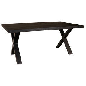 Lizzely Garden & Living Eettafel rechthoekig mangohout Xavier zwart 180cm duurzaam tafel met X-poot mango eetkamertafel rechthoek hout