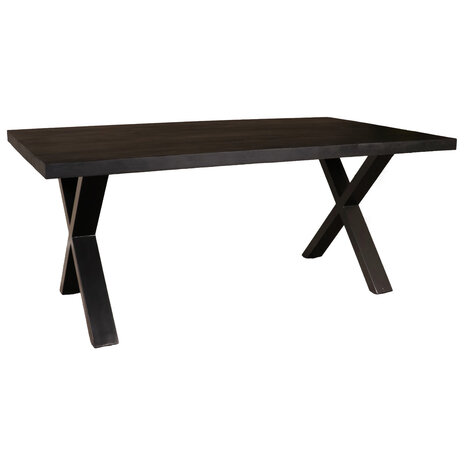 Lizzely Garden & Living Eettafel rechthoekig mangohout Xavier zwart 180cm duurzaam tafel met X-poot mango eetkamertafel rechthoek hout