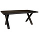 Lizzely Garden & Living Eettafel rechthoekig mangohout Xavier zwart 180cm duurzaam tafel met X-poot mango eetkamertafel rechthoek hout