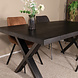 Lizzely Garden & Living Eettafel rechthoekig mangohout Xavier zwart 180cm duurzaam tafel met X-poot mango eetkamertafel rechthoek hout
