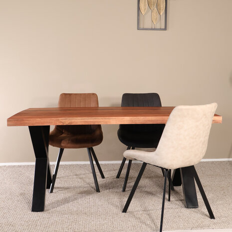 Lizzely Garden & Living Eettafel rechthoekig Xavier 160x90cm duurzaam mangohout tafel met X-poot mango eetkamertafel langwerpig