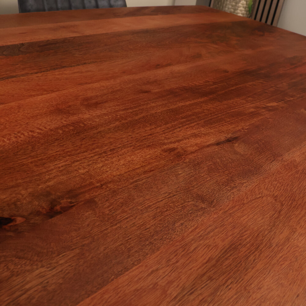 Eettafel rechthoekig Xavier 160x90cm duurzaam mangohout tafel met X-poot mango eetkamertafel langwerpig
