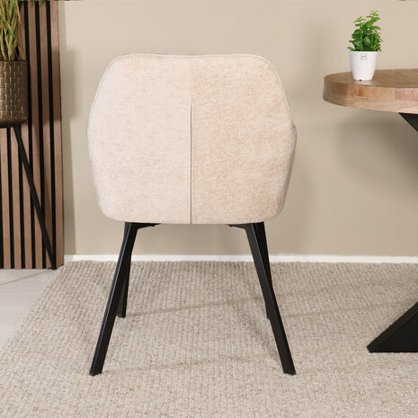Lizzely Garden & Living Eetkamerstoel met armleuning Yurgan chenille beige eetstoel